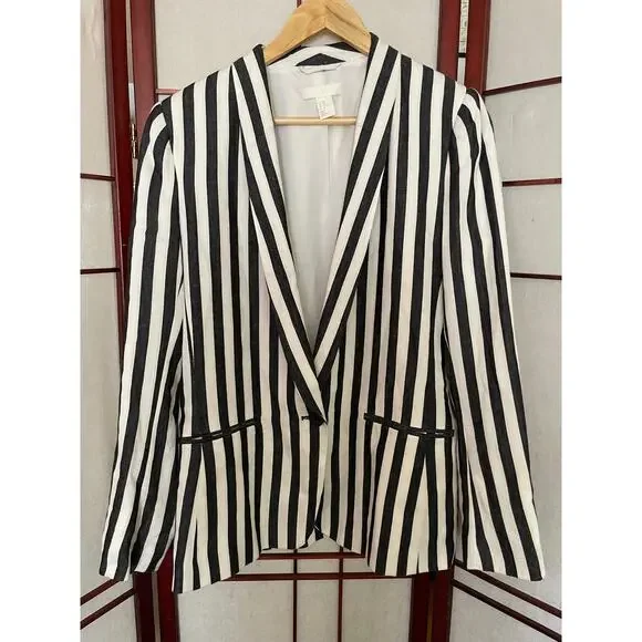 H&M Stripped Casual Blazer Size 10 - Picture 1 of 7